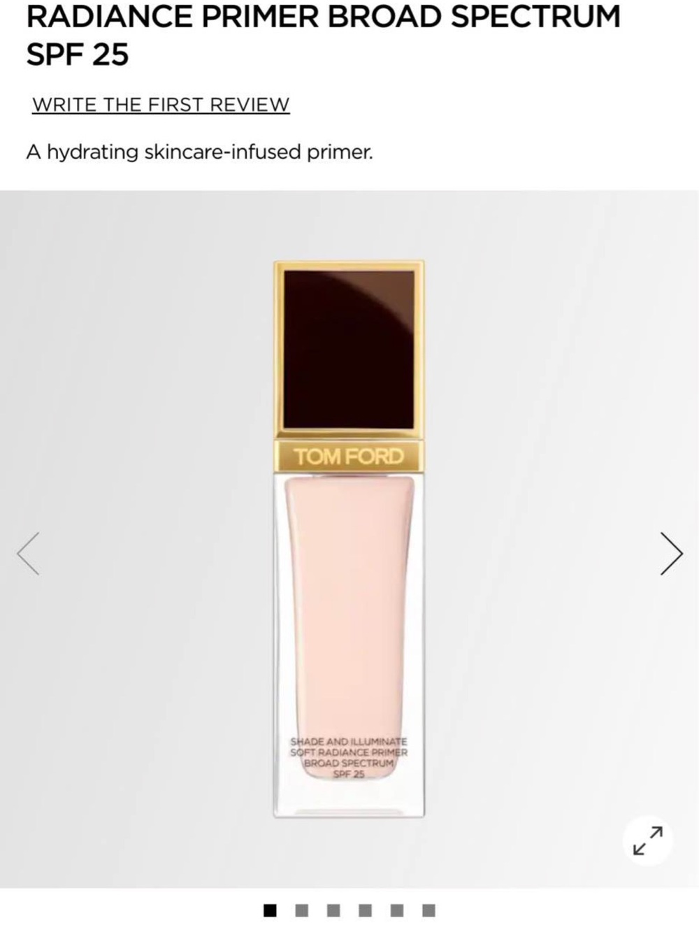 Tom Ford Radiance Primer — Soft Pink with Gold Accents